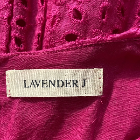 Women’s Fuchsia Cotton Eyelet Pocketed Lined Dress - Picture 10 of 12